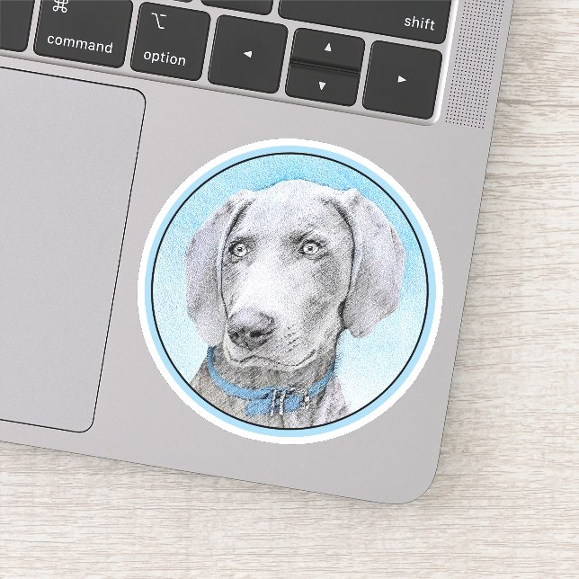 Weimaraner Painting - Cute Original Dog Art Sticker (Detail)