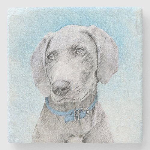 Weimaraner Painting _ Cute Original Dog Art Stone Coaster