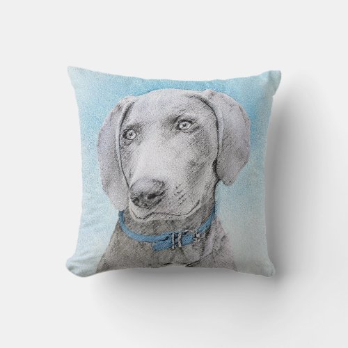 Weimaraner Painting _ Cute Original Dog Art Throw Pillow