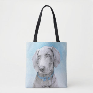 Weimaraner Painting - Cute Original Dog Art Tote Bag