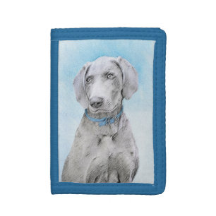 Weimaraner Painting - Cute Original Dog Art Tri-fold Wallet