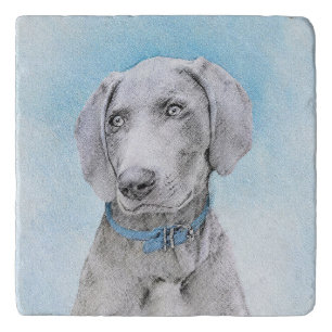 Weimaraner Painting - Cute Original Dog Art Trivet