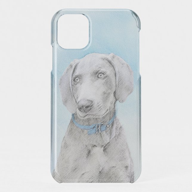 Weimaraner Painting - Cute Original Dog Art Uncommon iPhone Case (Back)