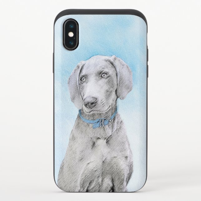 Weimaraner Painting - Cute Original Dog Art Uncommon iPhone Case (Back)