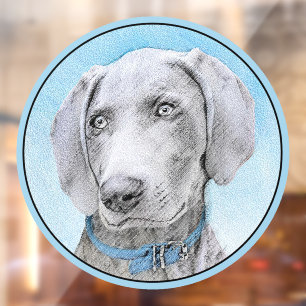 Weimaraner Painting - Cute Original Dog Art Window Cling