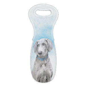 Weimaraner Painting - Cute Original Dog Art Wine Bag