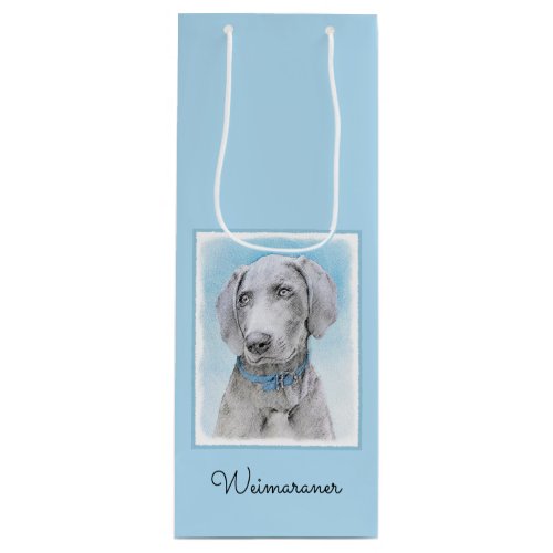 Weimaraner Painting _ Cute Original Dog Art Wine Gift Bag