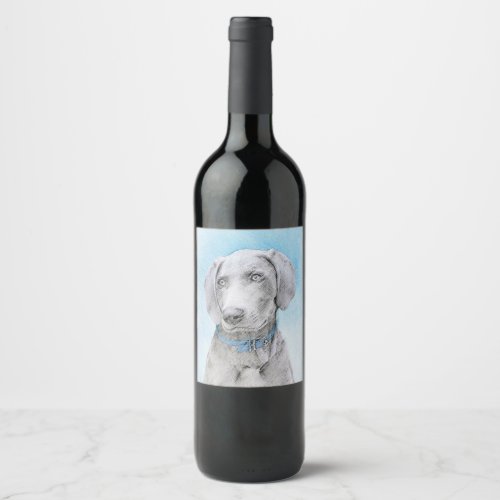 Weimaraner Painting _ Cute Original Dog Art Wine Label