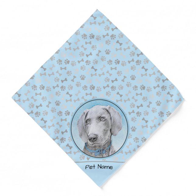 Weimaraner Painting Grey Silver Original Dog Art Bandana (Front)