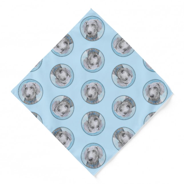 Weimaraner Painting Grey Silver Original Dog Art Bandana (Front)