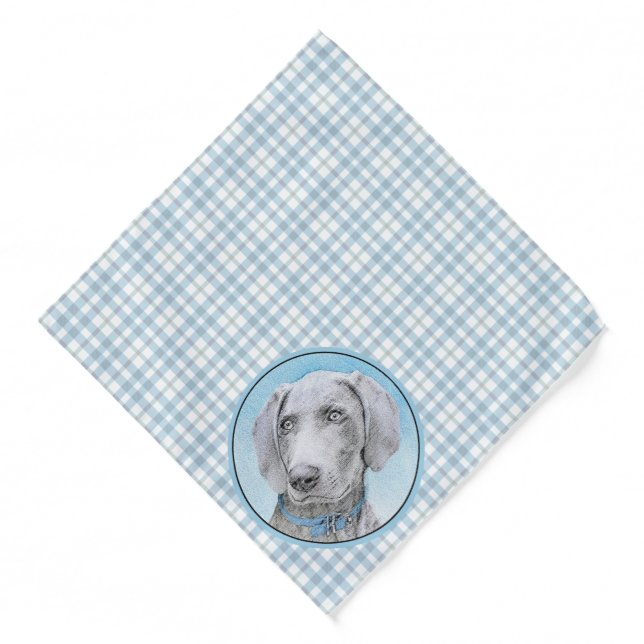 Weimaraner Painting Grey Silver Original Dog Art Bandana (Front)