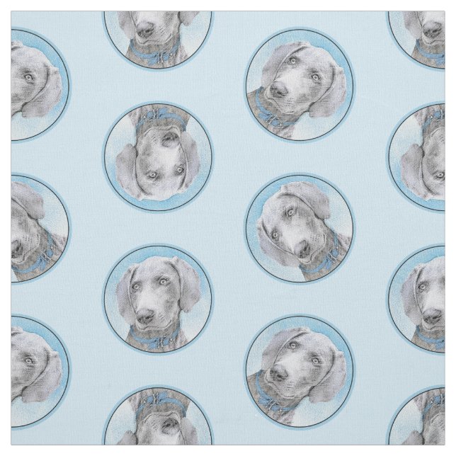 Weimaraner Painting Grey Silver Original Dog Art Fabric (Swatch)