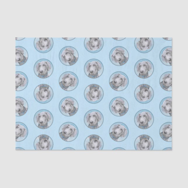 Weimaraner Painting Grey Silver Original Dog Art Tissue Paper (Front)