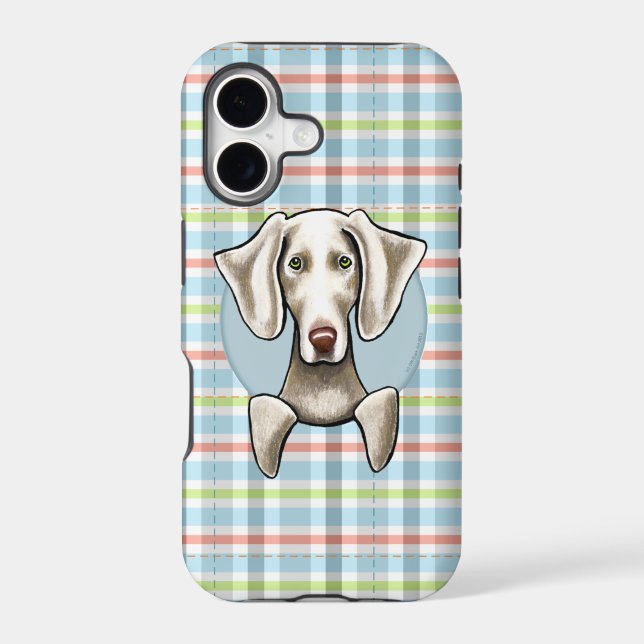 Weimaraner Pale Plaid Iphone Case (Back)