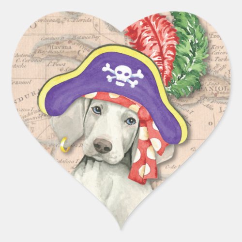 Weimaraner Pirate Heart Sticker