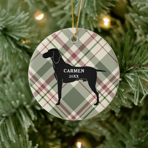 Weimaraner Plaid Christmas Ornament