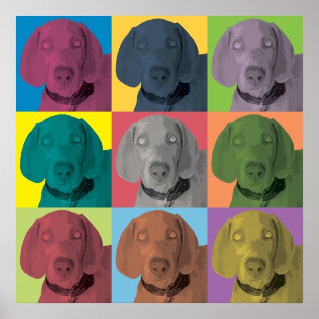 Weimaraner Pop-Art Ornament Poster (Front)
