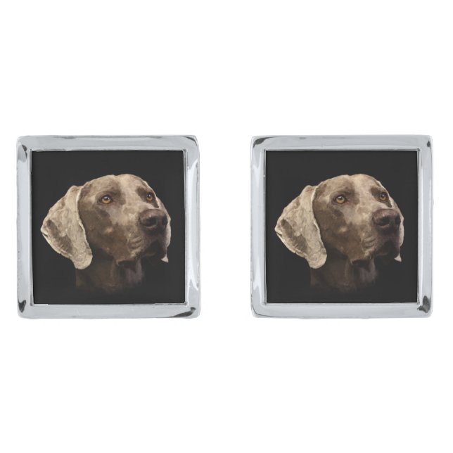 Weimaraner Portrait Cufflinks (Front)