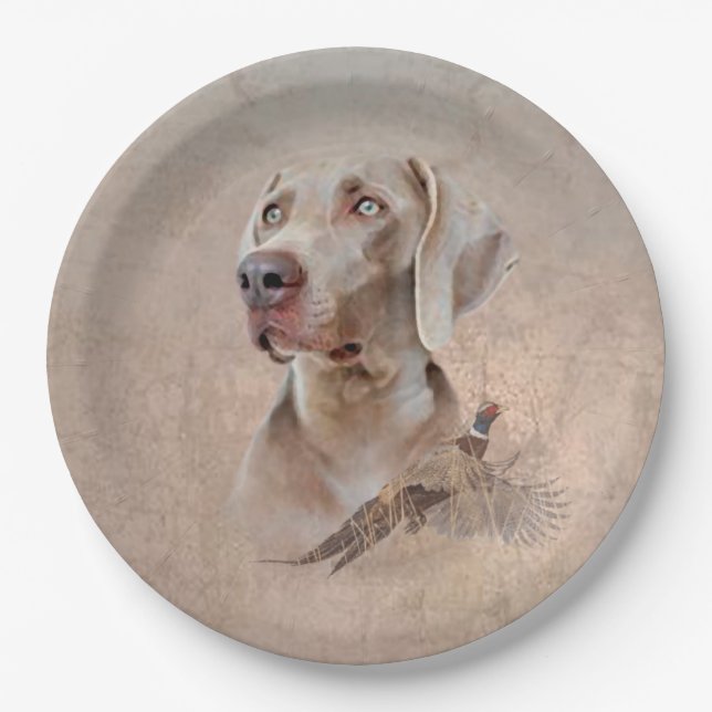 Weimaraner Poster Canvas Print Tapestry Acrylic Pr Paper Plates (Front)