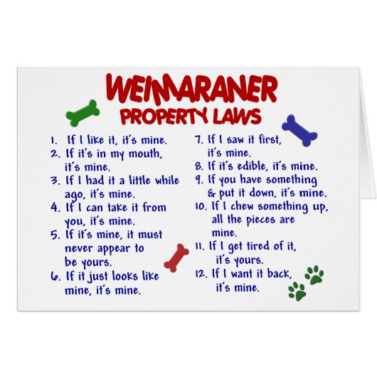 WEIMARANER Property Laws 2 Cards (Front Horizontal)