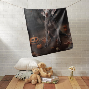 Weimaraner Pumpkins Halloween Scary Baby Blanket
