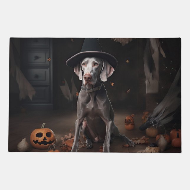 Weimaraner Pumpkins Halloween Scary Doormat (Front)