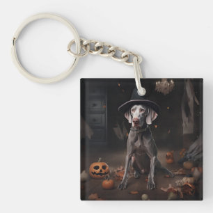 Weimaraner Pumpkins Halloween Scary Keychain