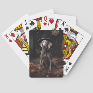 Weimaraner Pumpkins Halloween Scary Poker Cards
