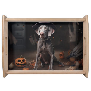 Weimaraner Pumpkins Halloween Scary Serving Tray