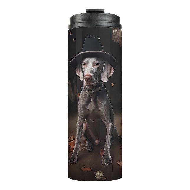 Weimaraner Pumpkins Halloween Scary Thermal Tumbler (Front)
