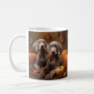 Weimaraner Puppy Autumn Delight Pumpkin Coffee Mug