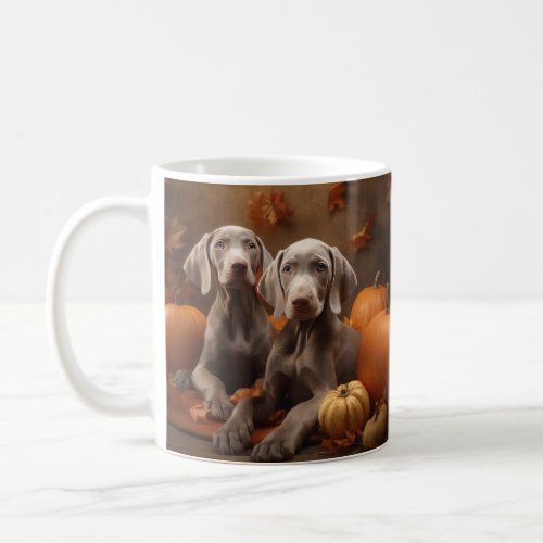 Weimaraner Puppy Autumn Delight Pumpkin Coffee Mug