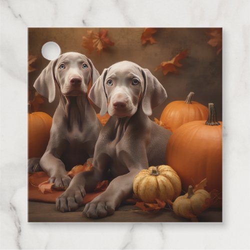 Weimaraner Puppy Autumn Delight Pumpkin Favor Tags