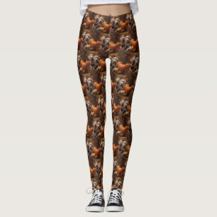 Weimaraner Puppy Autumn Delight Pumpkin Leggings