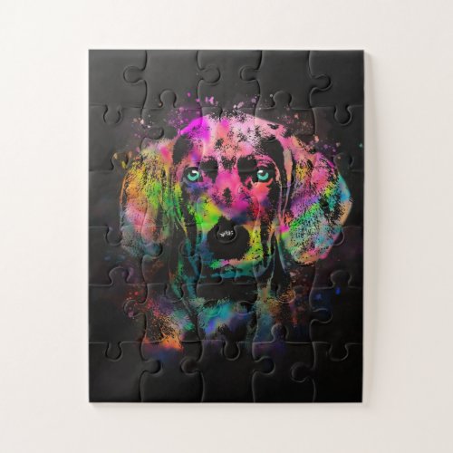 Weimaraner puppy color splash jigsaw puzzle