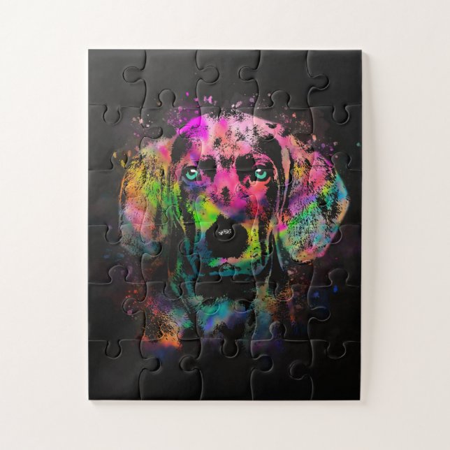 Weimaraner puppy color splash jigsaw puzzle (Vertical)