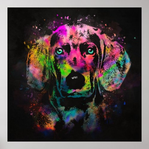 Weimaraner puppy color splash poster