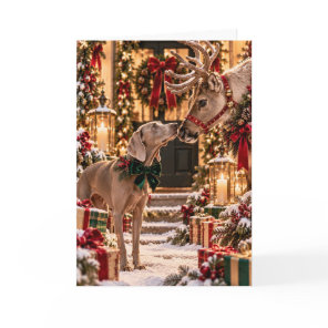 Weimaraner Reindeer Card