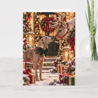 Weimaraner Reindeer Card
