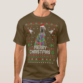 Weimaraner Santa Hat Dog Christmas Tree Lights Hol T-Shirt