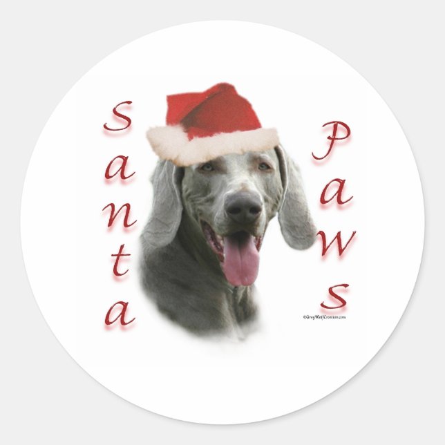 Weimaraner Santa Paws Classic Round Sticker (Front)