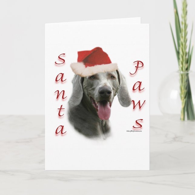 Weimaraner Santa Paws Holiday Card (Front)