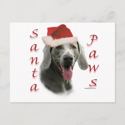 Weimaraner Santa Paws Holiday Postcard