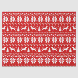 Weimaraner Silhouettes Christmas Pattern Red Tissue Paper