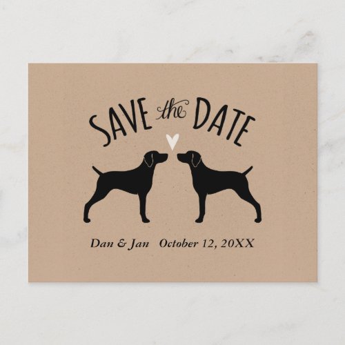 Weimaraner Silhouettes Wedding Save the Date Announcement Postcard