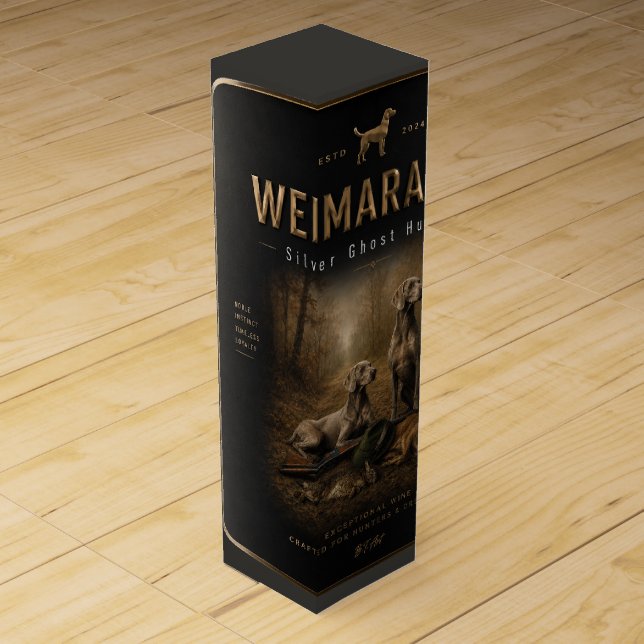 Weimaraner – Silver Ghost Hunter  Wine Box (Front)