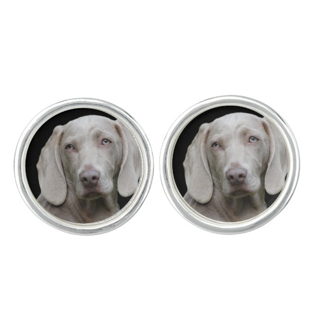 Weimaraner Silver Grey Cufflinks (Front)