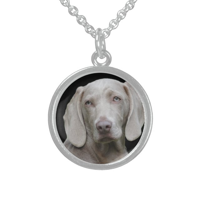 Weimaraner Silver Grey Sterling Silver Necklace (Front)