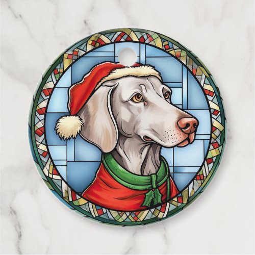 Weimaraner Stained Glass Christmas Favor Tags
