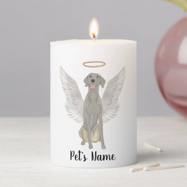 Weimaraner Sympathy Memorial Pillar Candle (In Situ)